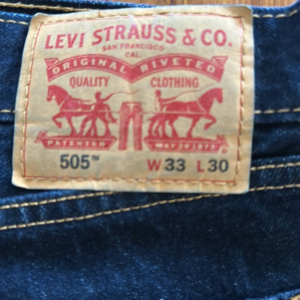 Levi 505 Dark Blue Straight Leg Jeans W33 L30 - Picture 2 of 3